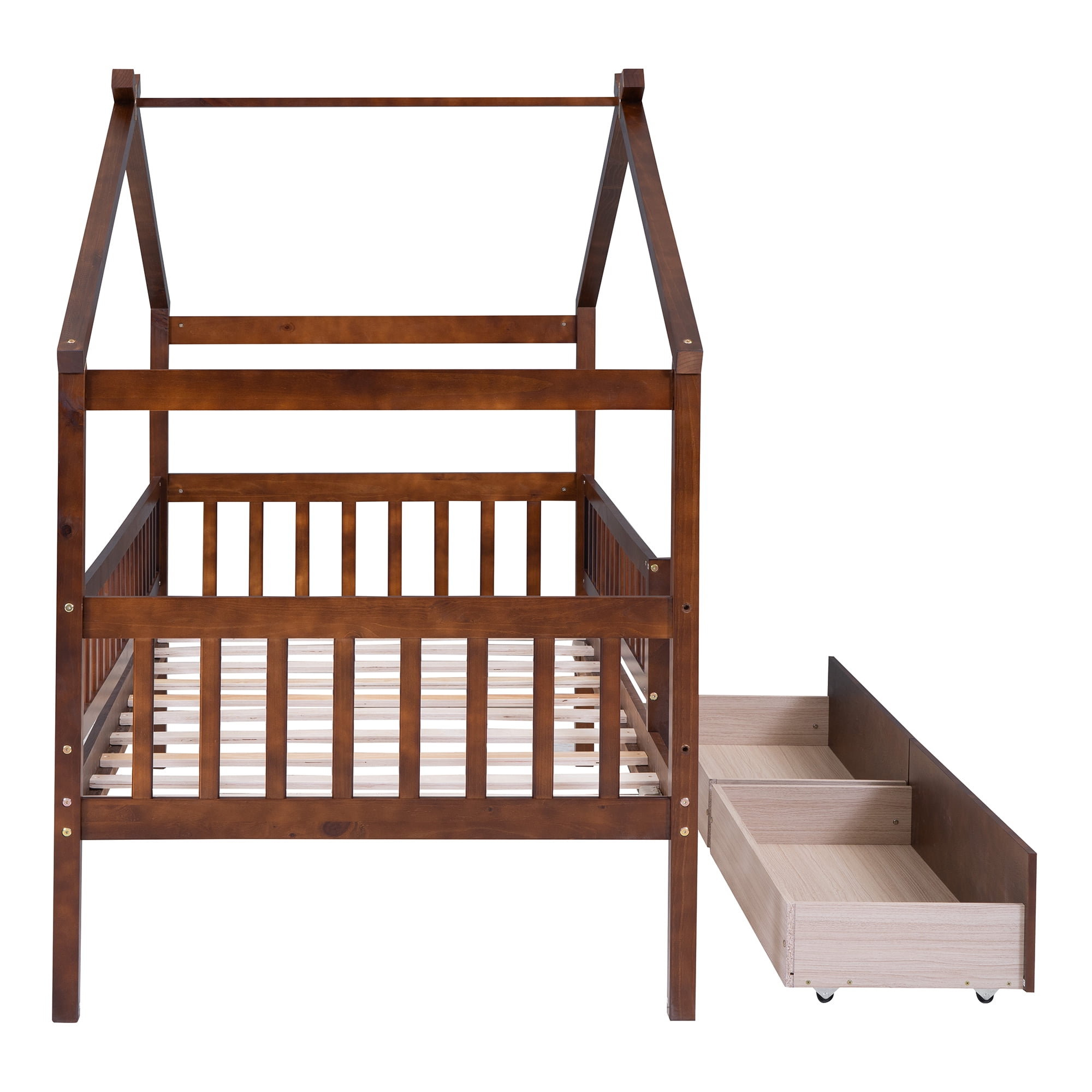 Sailvan Twin Size Wooden House Bed with Two Drawers
