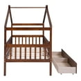 thumbnail image 4 of Holaki Twin Size House Bed with Storage Drawers for Kids, Walnut, 4 of 7