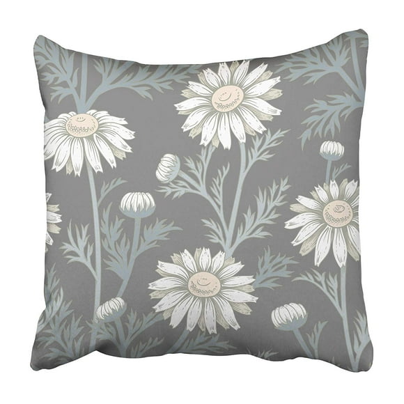 BSDHOME Pattern of Chamomile Flowers Designs Upholstery Interior Curtains Floral Vintage Pillowcase 20x20 inch