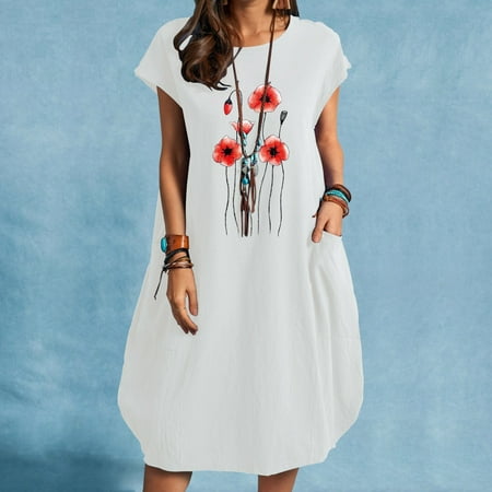 

NECHOLOGY Womens Dresses Corset Dress Women Dresses Women s Casual Print Simple c Loose Dress with Pockets Dresses for Casual