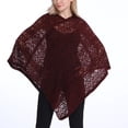 thumbnail image 4 of Summer Clearance Sale! Pitauce Cover Up for Women Solid Color Hollow Out V Neck Crochet Poncho Knitting Cape Asymmetric Hem Shawl Versatile Wrap Tops, 4 of 7