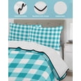 thumbnail image 4 of Turquoise Checkered Twin Size Down Alternative Comforter, Lightweight Comforter Quilt Bedding Set with Pillow Shams Farmhouse Buffalo Plaid All Seasons Bed Comforter Duvet Insert 68"x86", 4 of 7