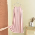 thumbnail image 5 of Asxite Plus Size Womens Pajamas Loose Spaghetti Strap Crew Neck Solid Short Sleep Dress, 5 of 7