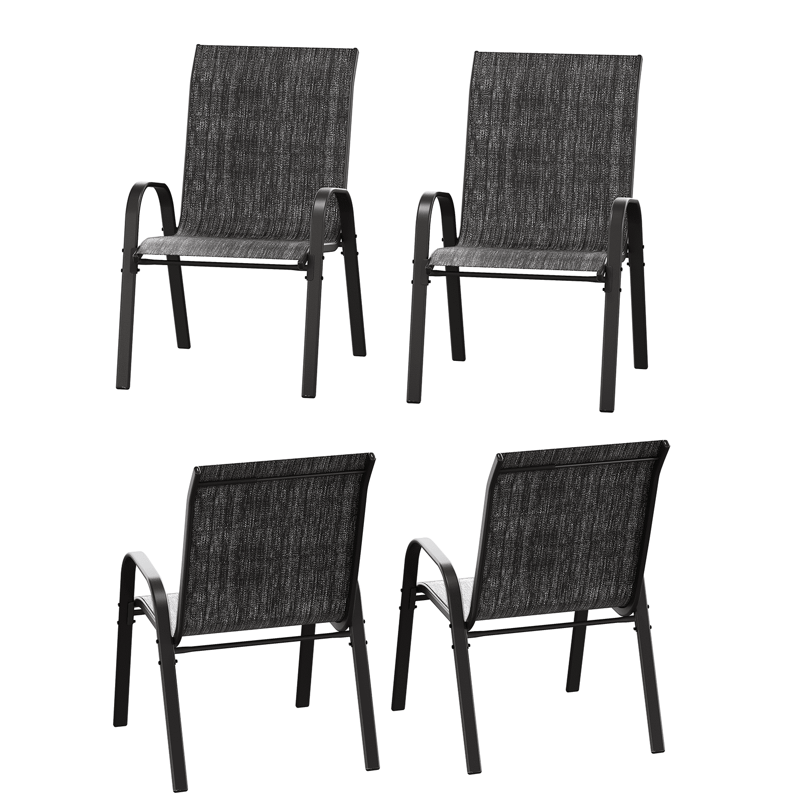 ELPOSUN Patio Chairs Set of 4, Outdoor Stackable Dining Chairs for All Weather, Breathable Garden Outdoor Furniture for Backyard Deck,Dark gray