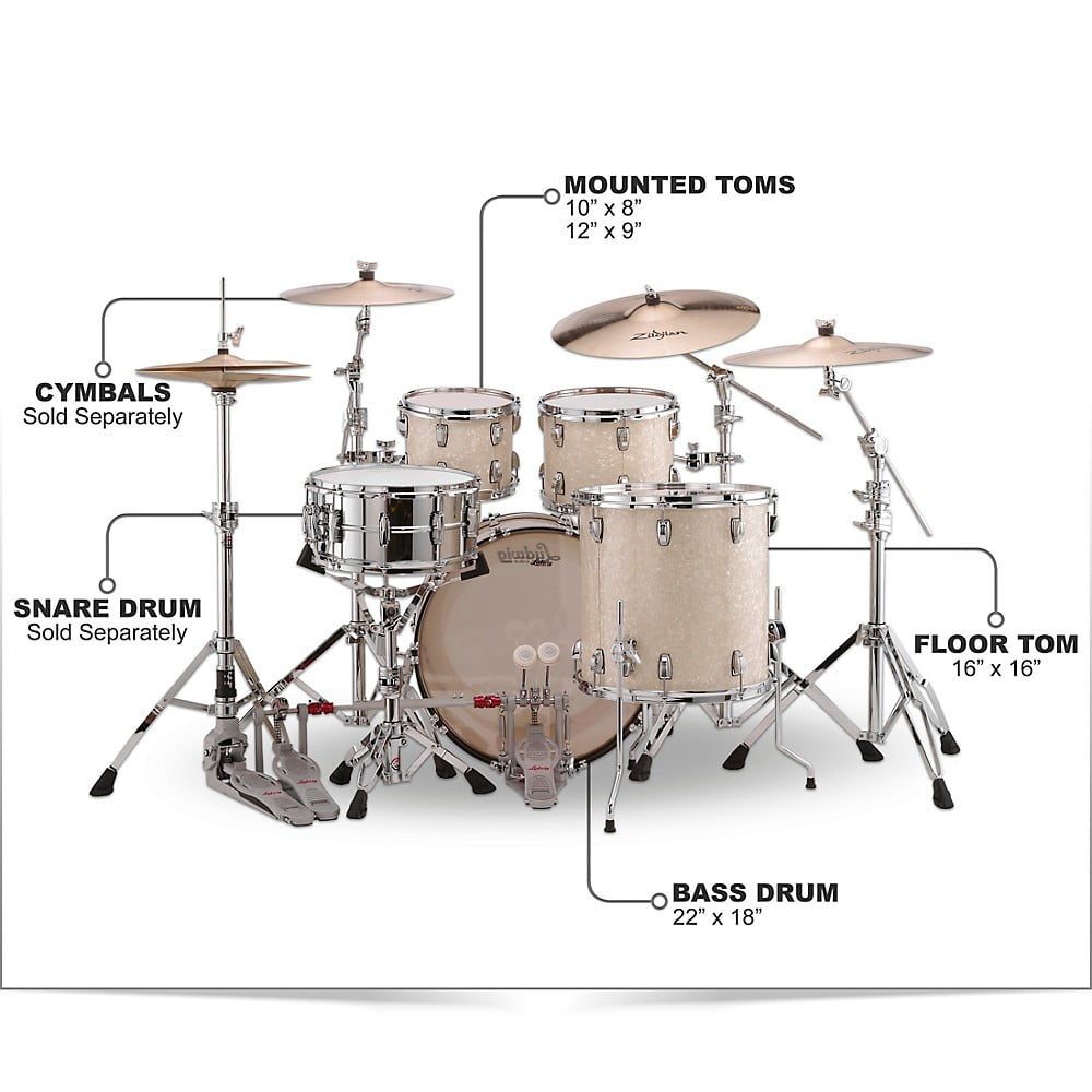 Ludwig Classic Maple 4-Piece Mod Shell Pack With 22" Bass Drum Vintage Marine Pearl