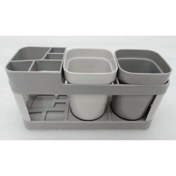 Preasion Toothbrush Toothpaste Stand Holder Bathroom Storage Organizer With 2 Cu