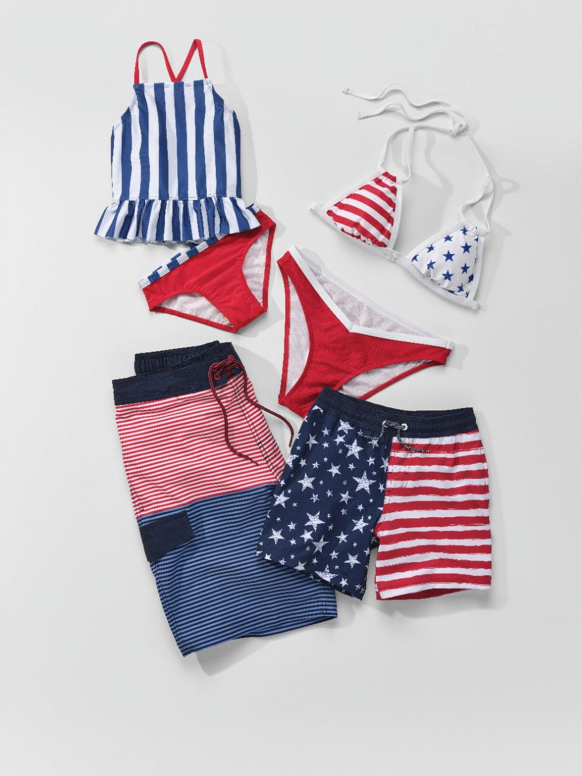 No Boundaries Juniors American Flag Bikini Swim Top, Sizes S-XL