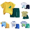 thumbnail image 2 of YUEHUA Boy Outfits Breathable Straight Leg Short Solid Color Breathable Graphic T-Shirts & Shorts Summer Outfit, 2 of 3