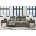 thumbnail image 5 of Ashley Furniture Backtrack Leather Reclining Sofa with Headrest in Light Gray, 5 of 11