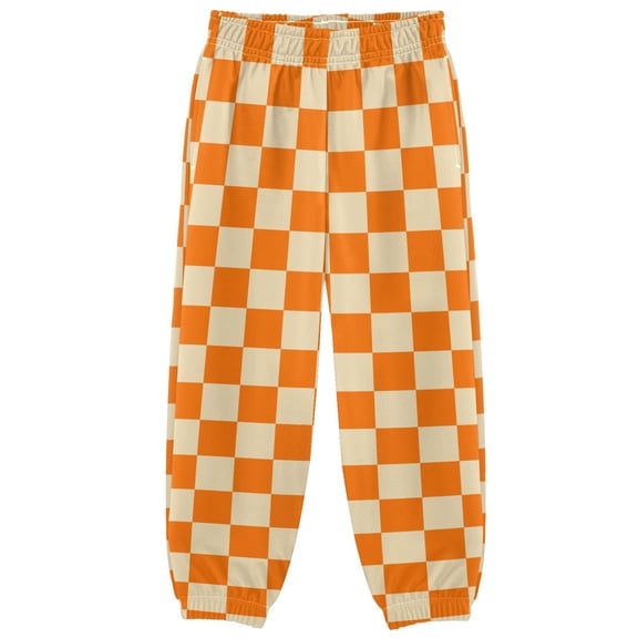 3-10T Pants Orange Yellow Checked Cool Casual Sweatpants Joggers