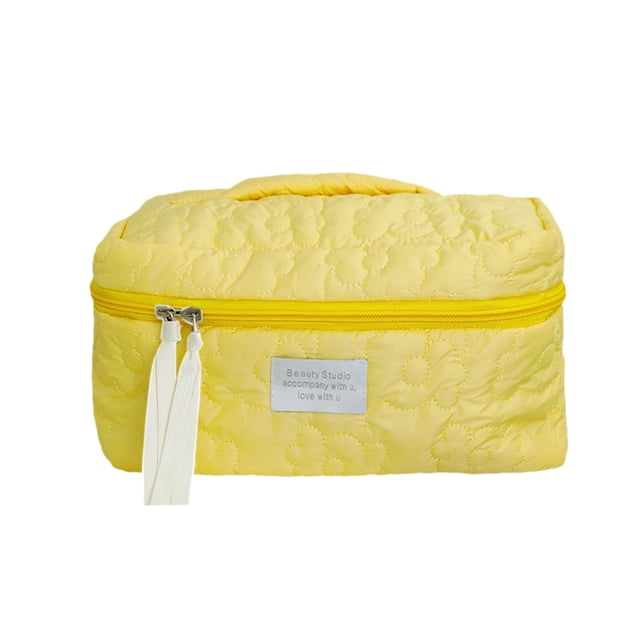 Makeup Travel Bag – Large Capacity Cosmetic Organizer with Wide Opening, Portable Toiletry Storage Bag, 9.44 in x 6.69 in, Green/Pink/Light Blue/White/Yellow