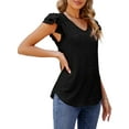 thumbnail image 4 of UVN Tank Tops for Women Summer Ruffle Short Sleeve Shirts Ladies Dressy Casual V Neck Blouses, 4 of 7