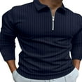 thumbnail image 1 of Stripe Print Men‘s Casual Ribbed Long Sleeve Tops with 1/4 Zipper, 1 of 2