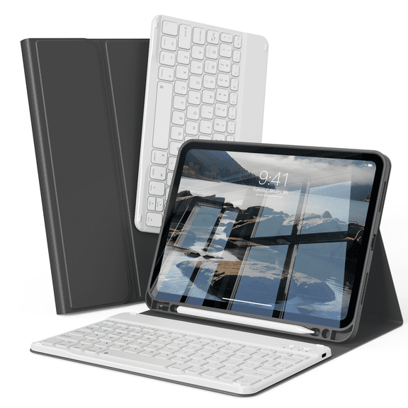 DWPSG Keyboard Case for iPad (A16) 11th Generation 11 inch 2025, Stand Folio Detachable Wireless Bluetooth Rechargeable Keyboard, for iPad 10th Generation 10.9 inch 2022 with Pencil Holder, Black