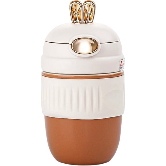 14oz Ceramic Travel Coffee Mug with Lid,Portable Ceramic Tumbler,Double-Sip Lid Coaster,Perf Leak-Proof,Multi Functional and
