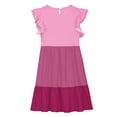 thumbnail image 5 of Nmnitkp Girl Dresses Cute Children's Summer Girl Dress Color Blocked Double-Layer Pleated Sleeve Dress Pink,11 Years, 5 of 8