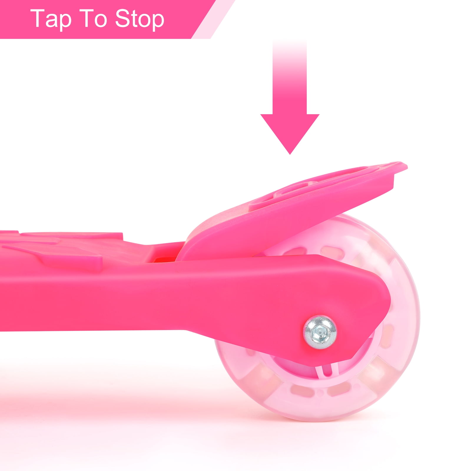 Kids Kick Scooter with Adjustable Height and Light Up Wheels, Pink
