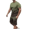 thumbnail image 2 of UVEASISHA Summer Track Suits for Men Set,Mens Short Sets 2 Piece Outfits Causal Gradient Color Tracksuit Sweatshirt and Drawstring Shorts Set for Men 2024 Army Green, 2 of 5