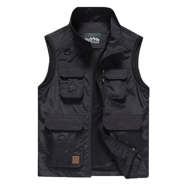 Birdeem Mens Work Clothes Jacket Solid Color Stand Collar Multiple Pockets Outdoor Sports Photography Leisure Coat