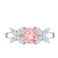 thumbnail image 5 of Rosec Jewels IGI Certified Lab Grown Pink Diamond Flower Engagement Ring (1 Ct, Fancy Pink Color- VS1 Clarity) - Womens Pink White Diamond Ring, 18K White Gold, US 8.50, 5 of 9