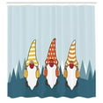 thumbnail image 2 of Ambesonne Christmas Themed Shower Curtain, Cartoon Xmas Gnome, 69"Wx70"L, Soft Blue White Vermilion, 2 of 4