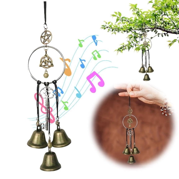 Handmade Witch Bells for Home Protection, Boho Style Door Hanging Witch Bell, Brass Wind Chimes for Home Room