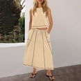 thumbnail image 5 of Prolriy Summer 2 Piece Outfits, Women's Holiday Sleeveless Vest Skirt Line Design Skirt Sets with Pockets Travel Outfits 2 Piece Sets for Women Beige L, 5 of 8