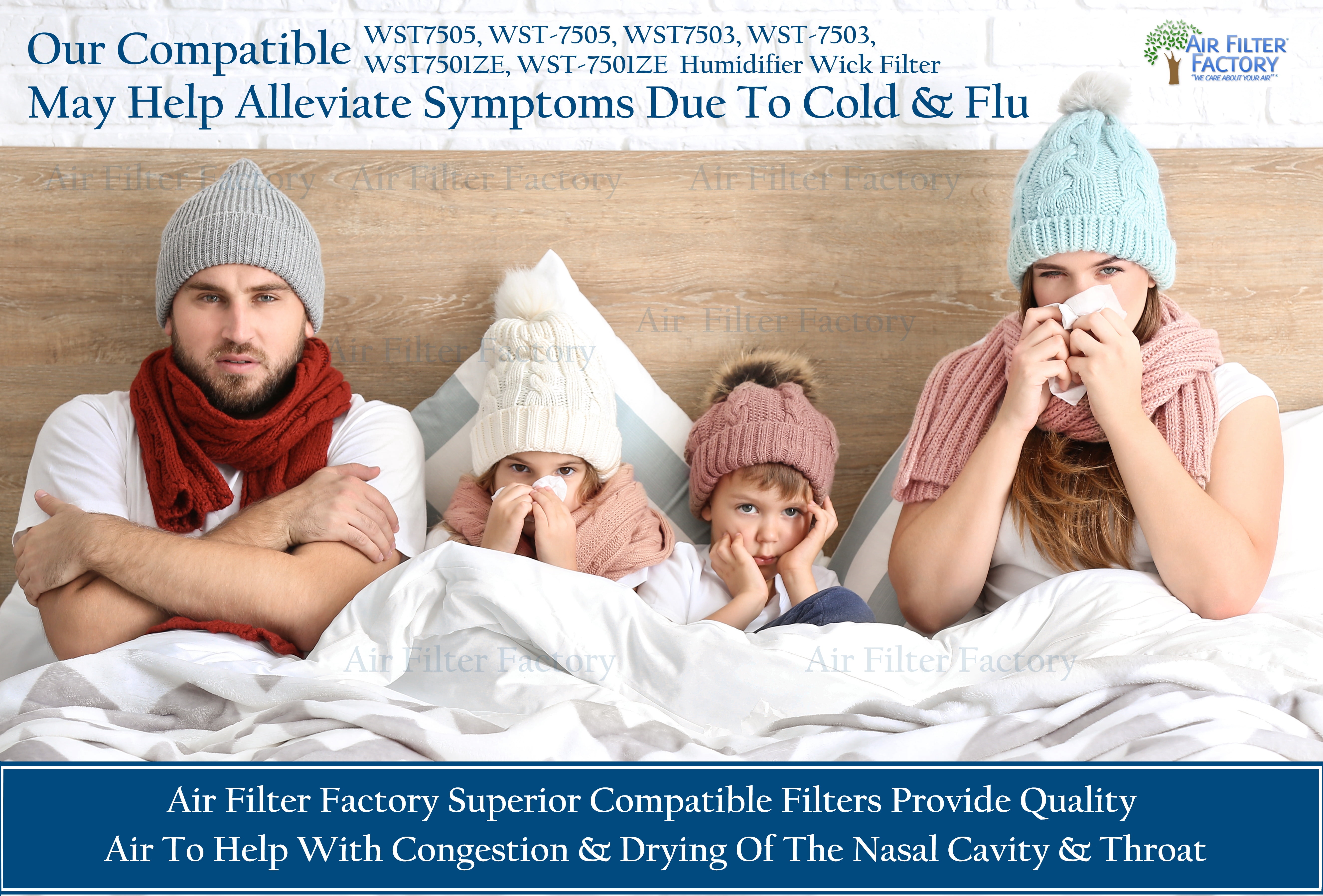 Air Filter Factory Replacement for WST7505, WST-7505, WST7503, WST-7503, WST7501ZE, WST-7501ZE White Westinghouse Humidifier Wick Filters 4 Pack (Sold without manufacturer warranty)