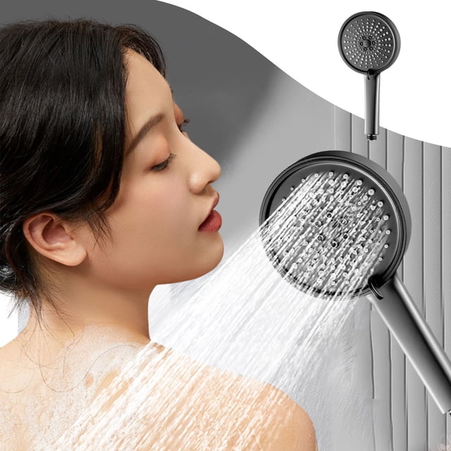 TIMIFIS Spice Racks Shower - High-Pressure Handheld Showerhead with Large Panel Outlet - Hard Water Softener Filtered Shower , High Pressure 5 Spray Modes Handheld Shower for The E Kitchen Gadgets