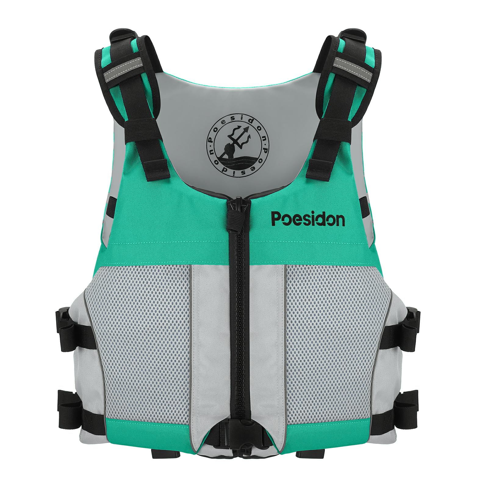 Poseidon Adjustable Water Safety Life Jacket - Classic Unisex Design with Front/Rear Storage Compartments for Multiple Water Activities