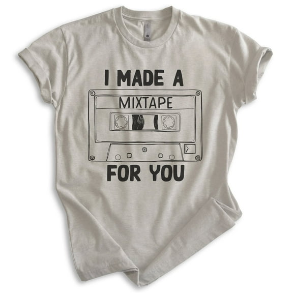 I Made A Mixtape T-shirt, Unisex Women's Men's, Cassette Tape Mix Tape Funny 80s Nostalgia Nostalgic, Light Silk Gray, Medium