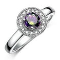 thumbnail image 6 of RYLOS Rings for Women 14K White Gold Halo Ring with Round 4MM Gemstone &  Diamonds June Alexandrite Jewelry Size 9, 6 of 7