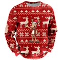 thumbnail image 4 of Sweat à Capuche pour Hommes Automne et Hiver Produits de Noël Col Rond Double Couche Flocon de Neige Drôle Père Noël et Imprimé Col Rond Sweat à Capuche, 4 of 4
