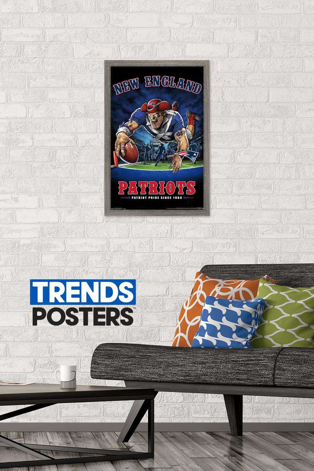 NFL New England Patriots - End Zone 17 Wall Poster, 14.725" x 22.375", Framed