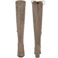 thumbnail image 5 of BLISSFUL STEP Women's Boots Round Toe Chunky Heel Over the Knee High Faux Suede Boots  Taupe 7, 5 of 6