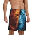 thumbnail image 2 of Sikiie Red And Blue Fire Lion Mens Pajama Shorts, Lightweight Lounge Pant with Pockets Soft Sleep Pj Shorts for Men4X-Large, 2 of 6