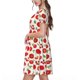 thumbnail image 2 of Easygdp Fresh Red Tomato para Vestido Transpirable de Mujer, Vestido Suelto de Manga Corta con Pliegues y Bolsillos para el Verano, 2 of 6