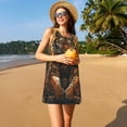 thumbnail image 3 of Balery Tiger In The Fallen Leaf Forest Vestidos de verano para mujer con estampado: vestido holgado sin mangas, vestido playero informal y cómodo para días calurosos., 3 of 7