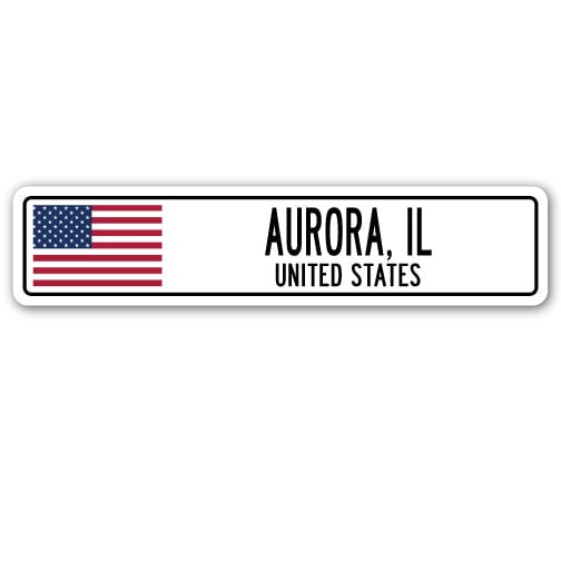 AURORA IL UNITED STATES Street Sign American flag city country  gift