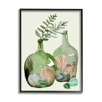 Stupell Industries Fern Foliage in Green Glass Jugs Nautical Seashells, 16 x 20, Design by Melissa WangÂ 