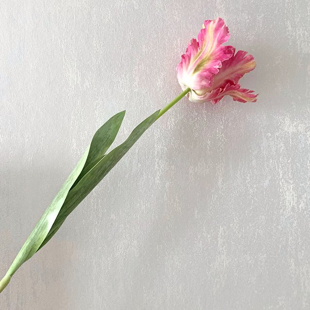 Flor artificial hidratante de tacto real, tulipán loro 3D, flor de seda única, decoración para el hogar, bonsái, arreglo floral, ramo de flores falsas