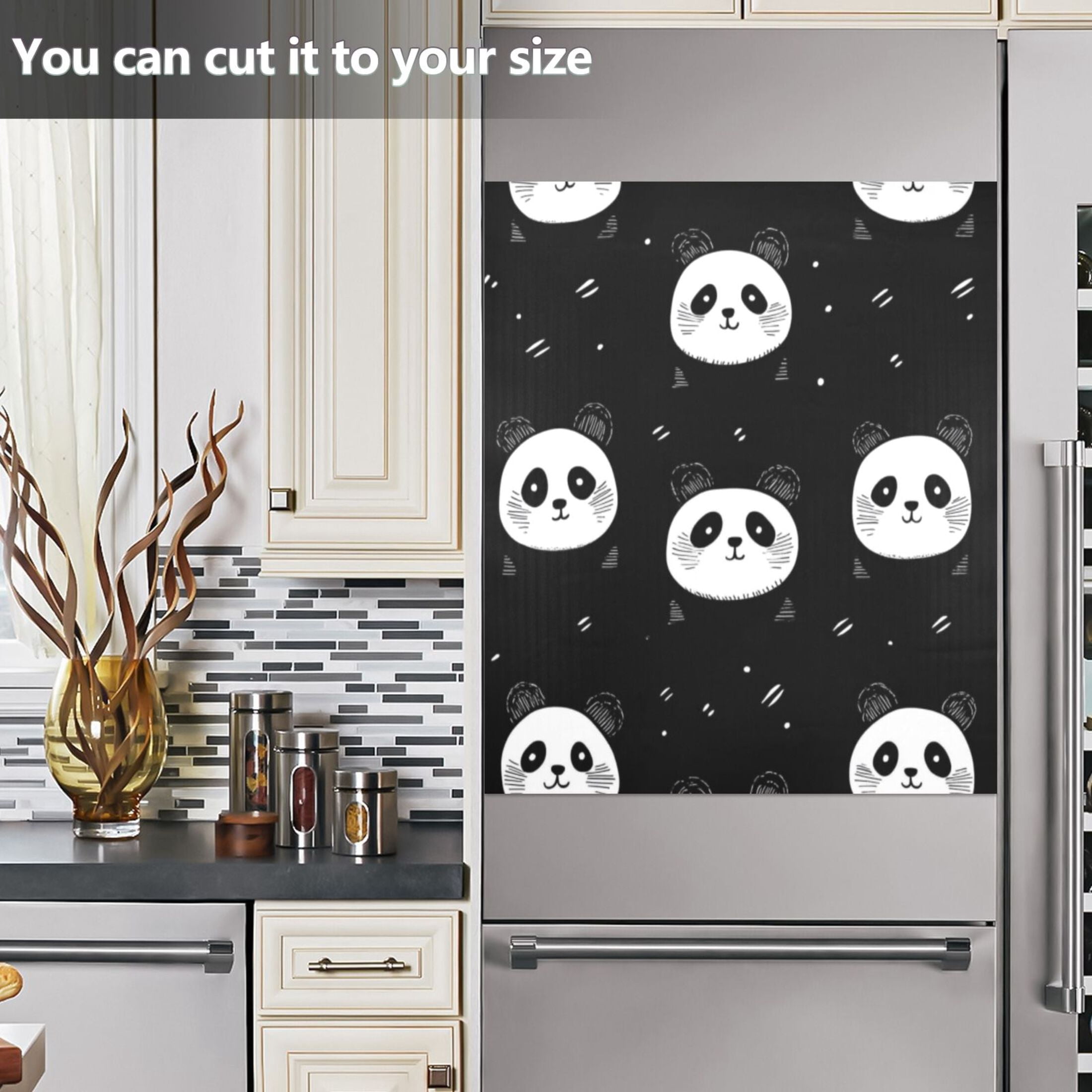 Dishwasher Magnetic Sticker 23x26 Inch Refrigerator Magnetic Sticker Washing Machine Magnetic Sticker Kitchen Panel Magnetic Sticker Home Decor Cartoon Black Panda Face