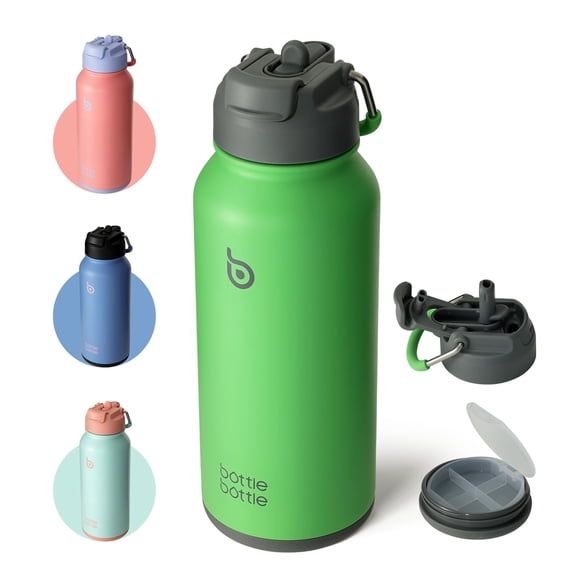 Botella de agua con aislamiento de 946 ml con tapa de pajita