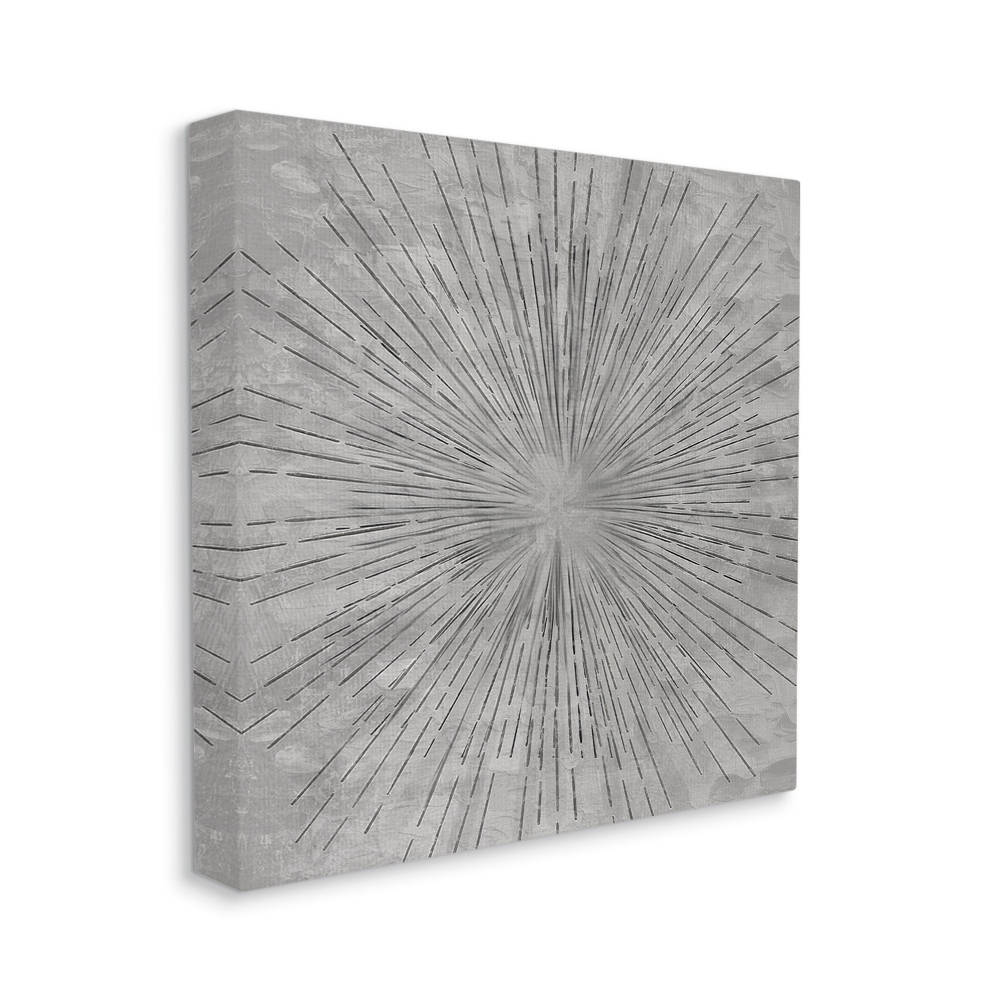 Stupell Industries Grey Burst Pattern Abstract Painting Gallery Wrapped Canvas Print Wall Art, 30 x 30