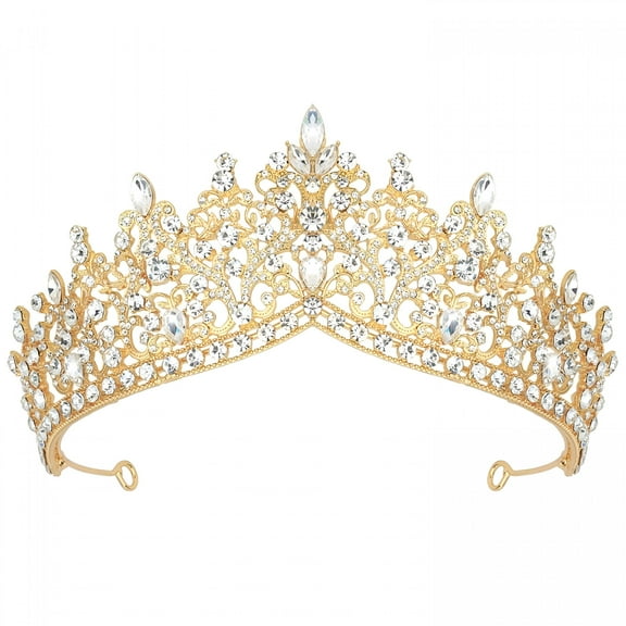 DESIGNICE Gold Crown for Women Wedding Crystal Tiara Princess Crowns Birthday Girl Tiaras Queen Crown for Cosplay Quinceanera Prom Pageant