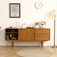 thumbnail image 6 of Three Drawer Oak Cabinet with Large Storage Space for Dining Room or Bedroom . Sideboard Buffet Cabinet 43.31inch 82392, 6 of 9