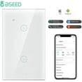 thumbnail image 5 of BSEED Smart Light Switch Tempered Glass Touch Panel 2.4GHz WiFi Smart Switch White 2 Gang 1 Way in-Wall Touch Wall Light Switch, Works with Alexa and Google Home, Neutral Wire Needed, No Hub Required, 5 of 7