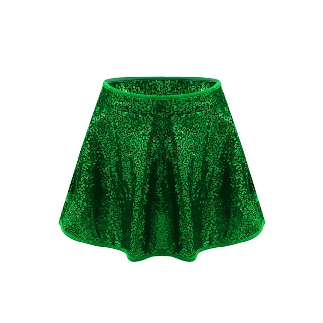 Hansber Jupe à Sequins pour Filles, Jupe de Danse Moderne Jazz Hip Hop Ballet Vert 6
