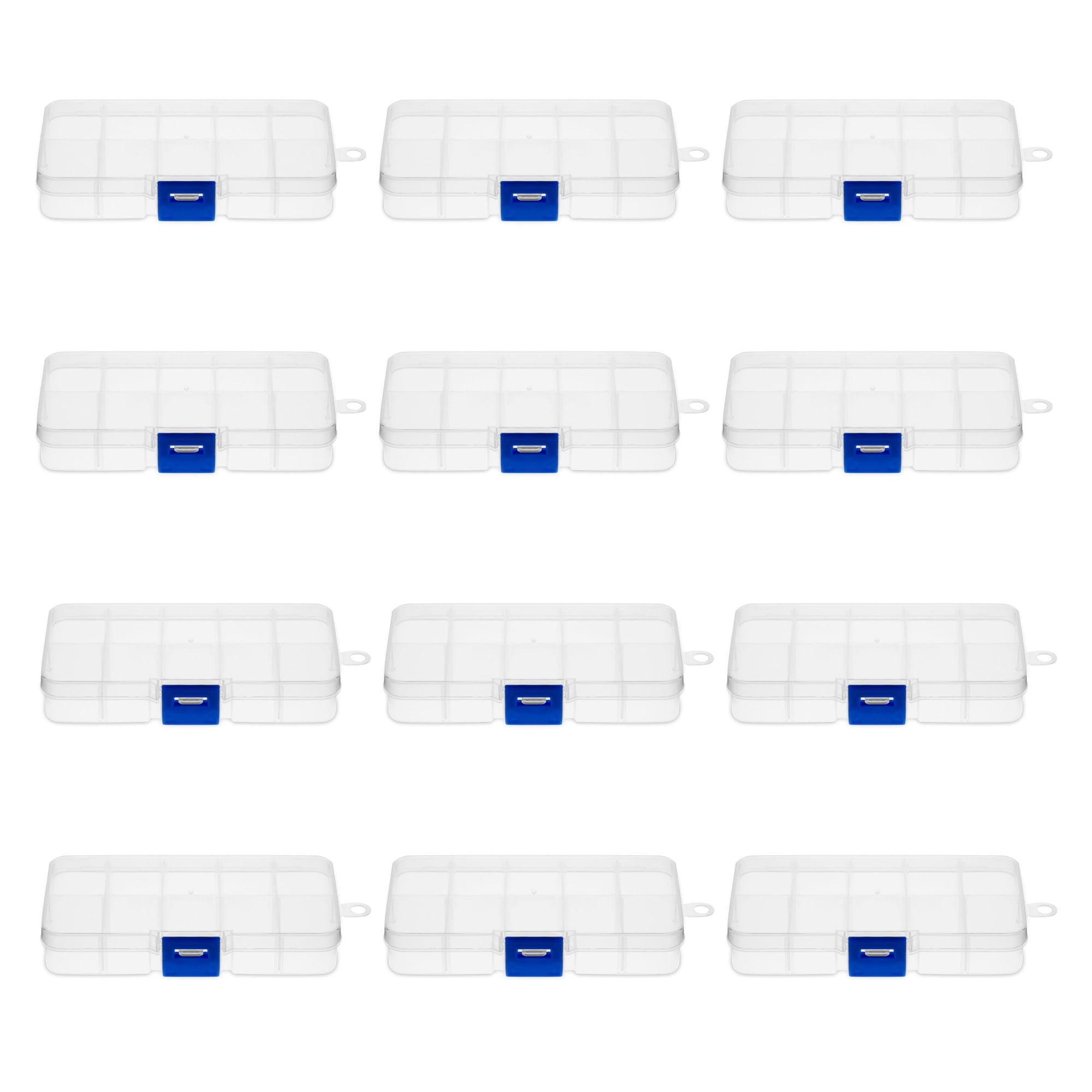 12 Pack Mini Clear Storage Containers with 10 Grid Dividers, Small Plastic  Tackle Boxes for Beads, Buttons, DIY Jewelry (2.5 x 5 In) 