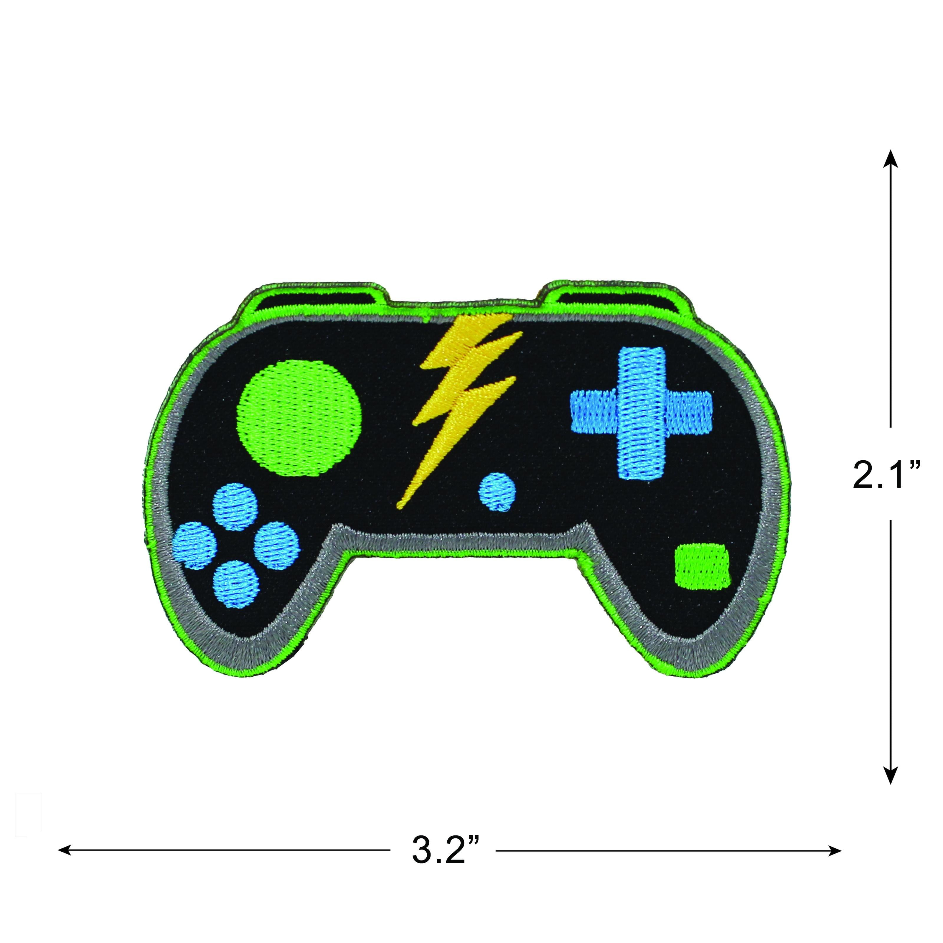 (4 pack) Gwen Studios Embroidered Black Game Controller Iron-on Patch Applique, 3.2" x 2.1"